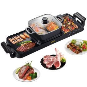 VEVOR 2 in 1 Electric Grill and Hot Pot, 2400W BBQ Pan Grill and Hot Pot, Multifunctional Teppanyaki Grill Pot with Dual Temp Control VEVOR 2 in 1 Electric Grill and Hot Pot, 2400W BBQ Pan Grill and Hot Pot, Multifunctional Teppanyaki Grill Pot with Dual Temp Control